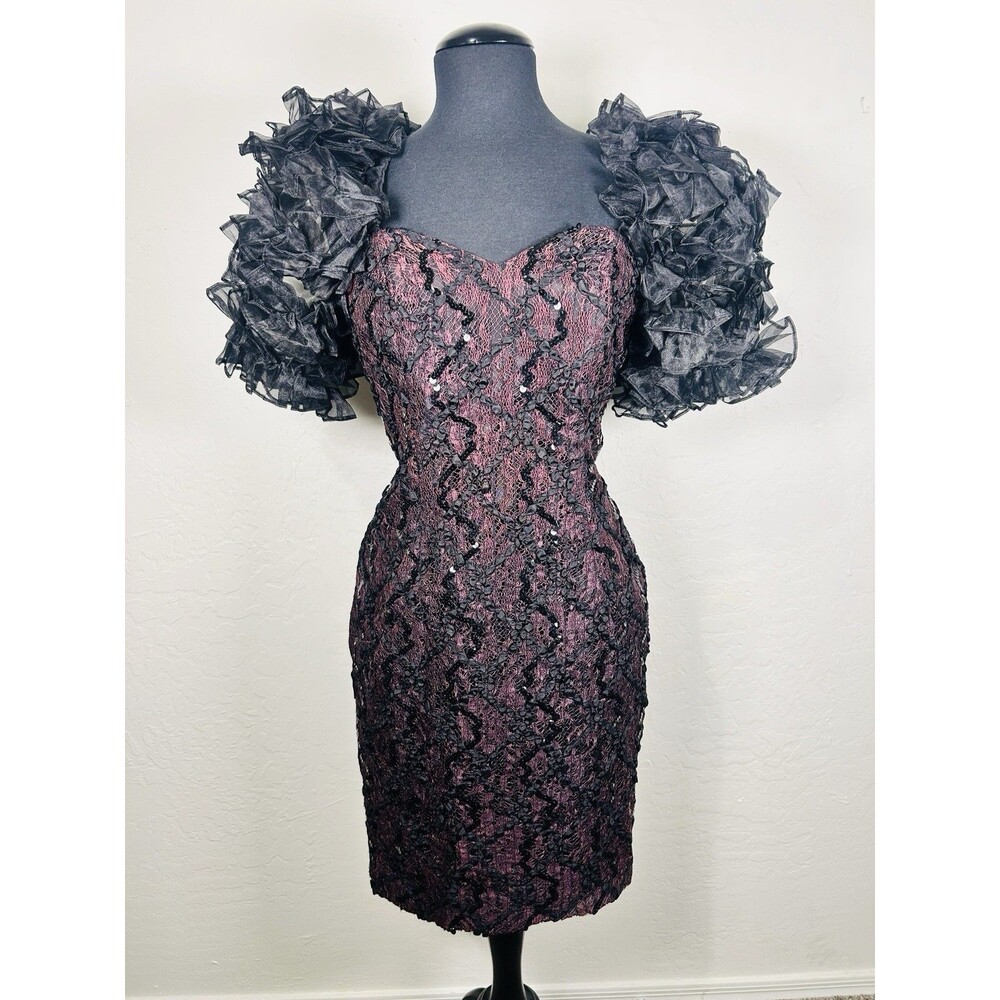 1980s Proms Dress Puff Sleeve  Woman’s 8 Cocktail Dress Vintage